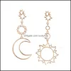 Charme exagéré mode soleil dieu lune asymétrique boucles d'oreilles déclaration fête porter bijoux livraison directe Dhtfs