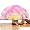 Favor de fiesta Estilo vintage Seda Ventilador plegable Chino Patrón japonés Arte Artesanía Regalo Decoración del hogar Adornos Boda Danza Mano Fans Otdbg