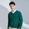 Herrtröjor kashmir bomull blandad stickad tröja för män 2023 Autumn Winter Business casual classic V-hals Pullover Men's Jumper