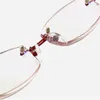 Solglasögon Yurersh Luxury Reading Glasses Women Anti-Blue-Ray Anti-Fatigue Diamond Cutting Delicate Metal Frameless Presbyopia Y152