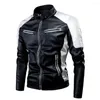 Men's Jackets Cool Men Jacket Long Sleeve Spliced Waterproof Cardigan Faux Leather Autumn Coat