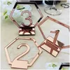 Party Favor 9cm Hexagon Table Number Signs Wedding Birthday Mirror Gold/Sier/Rose Gold Akryl Centerpiece Decoration Drop Delivery Dhude