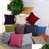 Pillow Case 40X40Cm Cotton Linen Ers Solid Burlap Classical Square Cushion Er Sofa Decorative Cases Drop Delivery Home Garden Textil Dhr4N