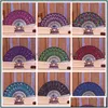 Party Favor Chinese Classical Dance Folding Fan Elegant Colorf Brodered Flower Peacock Patterns paljetter Kvinnlig plast handh￥llen fa otnuj