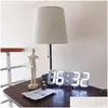 Desk Table Clocks Nordic Large Digital Wall Clock Kitchen Led Display Home Watch Night Usb Electronic Alarm Bathroom Drop Delivery Dhiek