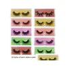 False Eyelashes Eyelash Lash Lashes 100 Pairs A Lot Color Bottom Card 3D Mink Natural Long Fake Hand Made Makeup Faux Cils Drop Deli Dhsiv