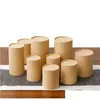 Present Wrap 10st/Lot Kraft Paper Tube Round Cylinder Tea Coffee Container Box Biologisk nedbrytbar kartong för Ding/T -skjorta/ince DHTD9