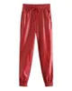 Women's Pants s Ladies Fashion Casual Faux Leather Jogging Retro High Elastic Waist Drawstring Radish Leggings 230111