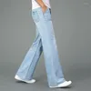 Herrbyxor herr flare jeans blå svart lös stor storlek mode avslappnad