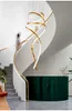 Modern Spiral Pendant Lamps Long Golden American Luxury Stairs Way Pendant Lights Fixture European Big Hanging Lamp Home Hotel Villa LOFT Hotel Hall Droplight