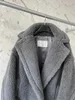 Veste en tissu gris MMax Teddy 1951, manteau court en fourrure d'alpaga, style motard, manteaux pour femmes, col à revers