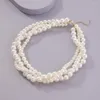 Cara Gsold simples imitação de enrolamento multi-camada de pérolas Chain Clavicle Chain Temperamento Boho Mulher Moda