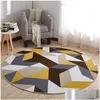 Tapis rond tapis tapis tapis de porte moderne pour salon zone chambre anti-dérapant plancher tapete maison textile drop livraison jardin textile dhgkt