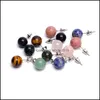 Stud Mix Round Ball Beads Pendientes de piedra natural para mujer Elegante joyería de moda Drop Delivery Dhefb