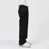 Jeans da uomo Abbigliamento da uomo Tinta unita Nero 2023 Vita media Lavaggio Autunno Pantaloni casual in denim Pantaloni lunghi larghi causali 2A0851