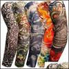 Protective Sleeves Unisex Summer Fake Tattoo Arm For Men Women Sunsn T Shirt Uv Protection Hip Hop Punk Slip On Drop Delivery Home G Dhlwp