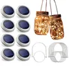 Strings Solar Mason Jar Lights -8 Pack 30 LED Waterproof Lids With 8 Handle(Jars Not Included) Perfect For Outdoor Garden