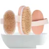 Brosses De Bain Éponges Épurateurs Brosse Peau Sèche Corps Doux Poils Naturels Spa Les Brosses Brosses De Douche De Bain En Bois Sans Main Dhxia