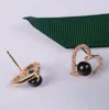 Freshwater pearl Earrings S925 silver needle crystal love Ear Studs Lady/girl Fashion jewelr