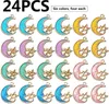 Colares de pendentes 24pcs colorido esmalte lunar star encantos de pingentes celestiais suprimentos artesanais para brindes de pulseira de colar jóias fazendo 6