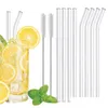 Drinking Straws Clear Glass St 200X8Mm Reusable Straight Bent Sts With Brush Eco Friendly For Smoothies Cocktails Drop Delivery Home Dhs3J