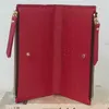 Bottom de fundo vermelho Lady Long Carteira Long Designer Multicolor Coin Burse Card Holder Women Classic Dual Zippers Pocket Check