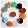 Stone Natural 16mm Redes soltas de Rose Opal Rose Quartz Tigers Eye Eye Turqueloise Cabochons de costas planas para brindes de anel de colar Jóias DHWHV