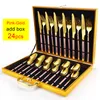 Geschirr-Sets 24 teile/satz Gold Luxus Edelstahl Geschirr Set Löffel Messer Gabel Highend El Restaurant Geschenk Box