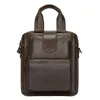 Briefcases Casual Leather Handbag Men's Oily Wax Waterproof Large Capacity 12.9 Inch IPAD Computer A4 File Bag