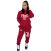 New Womens Tracksuits Winter Letter Embroidery Hooded Sweater Pants Two-piece Set Fashion Casual Suits Sportwear plus size