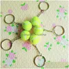 Key Rings 100Pcs/Lot Green Tennis Shaped Chain Simation Of Small Ring Diameter About 3Cm Sport Accessories Drop Delivery Jewelry Dhznr