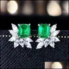 Stud Simple Female Crystal Jewelry Charm Sier Orecchini Luxury Square Zirconia Wedding For Women Drop Delivery Dhnmi