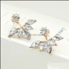 Stud Daisy Flower oorbellen Sieraden Crystal Rose Gold Sier Ear Jackets Hoge kwaliteit Leafclips voor vrouwen Drop levering Dhrwc