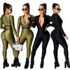 Jumpsuits voor dames rompers mode solide kleur volle mouw Turtleneck zipper herfststijl sexy vrouwen magere enkellengte