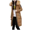 Women's Down Women's Winter Padded Jacket Slim Waist Belt Mid-length Solid Color Hooded Collar Warm