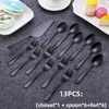 Dinnerware Sets Black Shiny Stainless Steel Cutlery Western Style Steak Knife Fork Dessert Fruit Dining Tableware