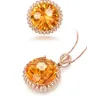 Collier Boucles D'oreilles Ensemble RICKI Esthétique Chokers 18K Or Rose Placage Pendentif Pour Femmes Filles Boho Jaune Gem Bijoux En Gros ZY099