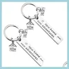 Keychains Lanyards Stainless Steel Housewarming Keychain Pendant Family Love Creative House Lage Decoration Key Ring 12X50Mm Whole Dhftl