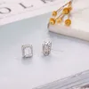 Klassieke 925 sterling zilveren smaragd geslepen vierkante gesimuleerde diamanten oorknopjes bruiloft oorbellen voor vrouwen topaas edelsteen sieraden cadeau