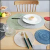 Outros têxteis domésticos de 12 polegadas, mesa de jantar de estilo nórdico com alimentos assados ​​no fundo redondo, imitação imitação de algodão Placemat dr dhd3r