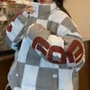 Kvinnors västar koreanska fyrkantiga bokstäver tryckt tjock varm bomull vadderad kappa vinterkontrollbrödpar jackor 230112