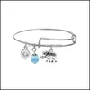 Bracelet Bleu Cristal Perle Extensible Fil Bracelet Sier Éléphant Femmes Animaux Cadeaux De Communion Pour Soeur Ou Fille Drop Delivery J Dhac5