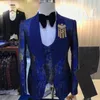 Costumes pour hommes Arrivée hommes One Button Groom Tuxedos Châle Revers Groomsmen 3 pièces Marriage (veste Pantal