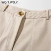 Pantalones para mujer S Wotwoy Pantalón de cuero recto de talle alto con cremallera Casual Fleece PU Femenino Negro Blanco Otoño 230111