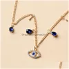 Pendentif Colliers Bijoux De Mode Evil Eye Collier Cristal Blue Eyes Femmes Choker Drop Delivery Pendentifs Dhq59