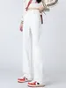 Kadınlar Kot Zhisilao Kış Kalın Beyaz Kadınlar Sıcak yumuşak rahat gevşek geniş bacak düz tam uzunlukta denim pantolon 230111