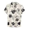 Męskie koszule męskie Koszulka Męska Koszula Kwiatowa Summer Lato krótki rękaw Zrzuć kołnierz Rose Hawaiian Cardigan Button Downown Bluzka