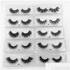 Pestañas postizas 100 pares mucho cola de ojo estilo alargado mezcla 10 estilos 3D pestañas de visón natural largo hecho a mano maquillaje transparente Las Dhnul