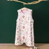 Baby Sleeping Bag Carton Printed Minky Fabric Lining Muslin Cotton baby Sleeveless Vest Sleeping Sack For 0-4Y Kids