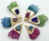 Pendanthalsband titan Crystal Druzy Quartz Geode Stone Oregelbunden form Halsband Point Healing Diy Jewelry Making 6sts